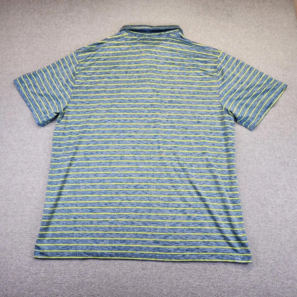 Under Armour The Playoff Polo Shirt Mens 3XL Blue Yellow Striped Performance